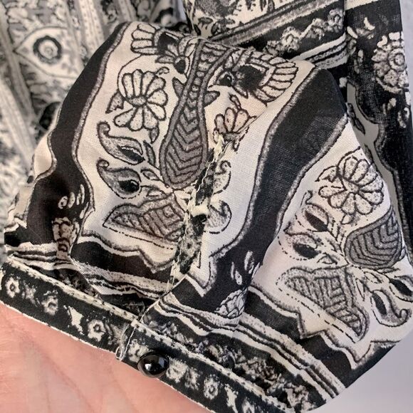 Lucky Brand Lelah Boho Floral Split Neck Tassel Tunic Blouse Sz M - Picture 5 of 11